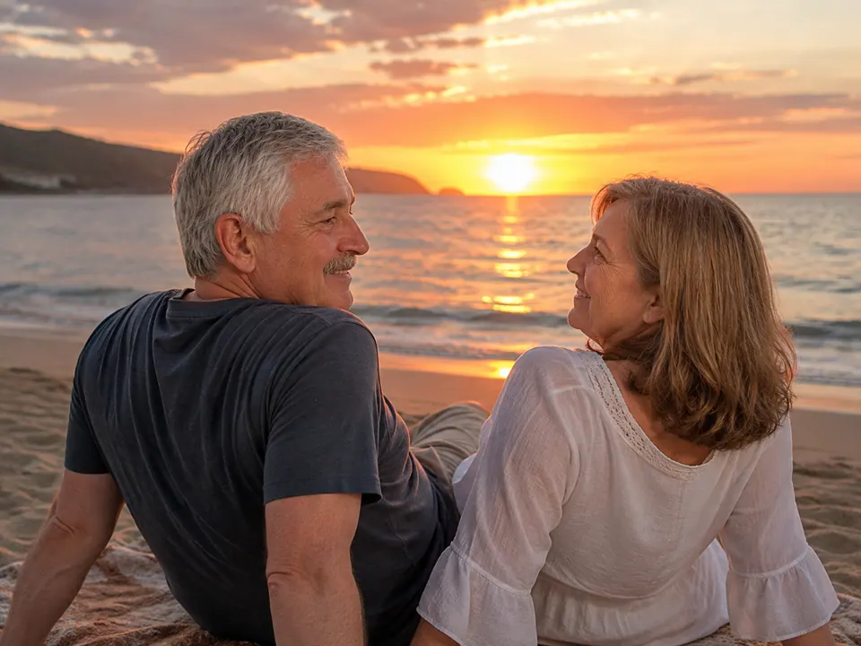 James and his wife enjoying the sunset on the beach